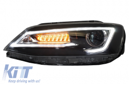 Phares LED DRL pour VW Jetta Mk6 VI 11-17 Bi-Xenon Design Dynamic Flowing-image-6020979