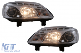 Phares LED DRL pour VW Touran 1T Caddy 03-06 feux de jour chromés-image-6105393