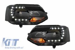 image-24-Phares LED DRL pour VW Transporter T5 10-15 Lights Clignotant Design Noir-