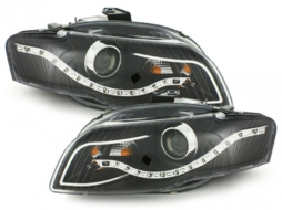 Phares LED DRL Xenon Look convient pour AUDI A4 B7 2004-2008 Noir-image-59217
