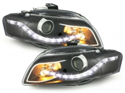 Phares LED DRL Xenon Look convient pour AUDI A4 B7 2004-2008 Noir-image-59221