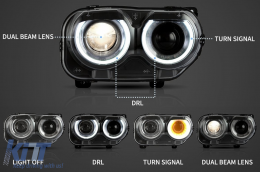 Phares LED pour Dodge Challenger 2015-2023 Noir pour Halogène Headlights-image-6110956