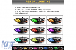 Phares LED pour Ford Mustang VI Facelift 18-2023 Noir Clignotant Dynamique RGB DRL-image-6107563