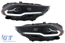 Phares LED pour Ford Mustang VI Facelift 2018-2023 Noir Double Projecteur Dynamique-image-6107445