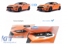 Phares LED pour Ford Mustang VI Facelift 2018-2023 Noir Double Projecteur Dynamique-image-6107483