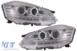 Phares LED pour Mercedes S W221 2005-2009 Facelift Look Dynamique Tournant Lumières-image-6081118
