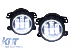 Phares lumière 4 Inch Full LED Angel Eye pour JEEP Wrangler JK TJ LJ 07-17--image-6022599