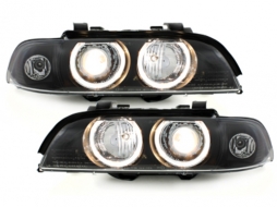 Phares pour BMW 5 E39 09.1995-06.2003 Angel Eyes Design Noir-image-59462