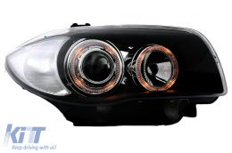 Phares Pour BMW Série 1 E81 E82 E87 E88 2004-2011 Angel Eyes 2 Jantes Halo Noire-image-6093231