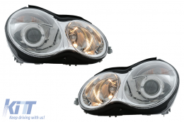 Phares pour Mercedes Classe C W203 07.2000-03.2004 Halogènes Chromé H7 Headlights-image-6107757