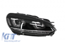 Phares Pour VW Golf 6 VI 08-13 LED 3D DRL U-Golf 7 Look Lumière Coule Flowing-image-6003218