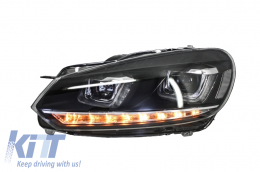 Phares Pour VW Golf 6 VI 08-13 LED 3D DRL U-Golf 7 Look Lumière Coule Flowing-image-6003222