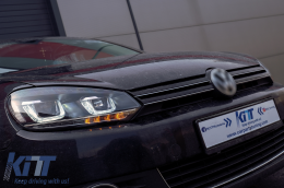 Phares Pour VW Golf 6 VI 08-13 LED 3D DRL U-Golf 7 Look Lumière Coule Flowing-image-6091481