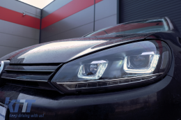 Phares Pour VW Golf 6 VI 08-13 LED 3D DRL U-Golf 7 Look Lumière Coule Flowing-image-6091482
