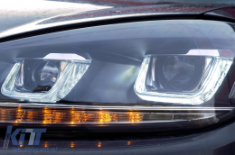 Phares Pour VW Golf 6 VI 08-13 LED 3D DRL U-Golf 7 Look Lumière Coule Flowing-image-6091483