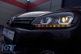 Phares Pour VW Golf 6 VI 08-13 LED 3D DRL U-Golf 7 Look Lumière Coule Flowing-image-6091484