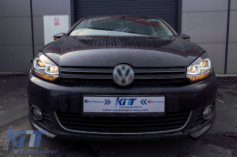Phares Pour VW Golf 6 VI 08-13 LED 3D DRL U-Golf 7 Look Lumière Coule Flowing-image-6091485