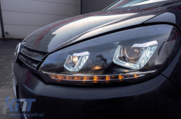 Phares Pour VW Golf 6 VI 08-13 LED 3D DRL U-Golf 7 Look Lumière Coule Flowing-image-6091487