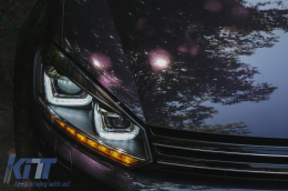 Phares Pour VW Golf 6 VI 08-13 LED 3D DRL U-Golf 7 Look Lumière Coule Flowing-image-6101421