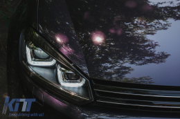 Phares Pour VW Golf 6 VI 08-13 LED 3D DRL U-Golf 7 Look Lumière Coule Flowing-image-6101422