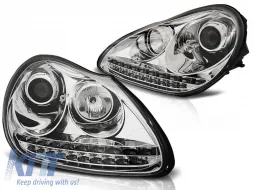 image-9-PHARES XENON LUMIÈRE DIURNE CHROME adaptés pour PORSCHE CAYENNE 02-06