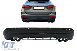 Задна дифузьор и Piano Black ауспухови накрайници, подходящи за Mercedes GLA SUV H247 Спортна линия (2020-) Aero 45S Дизайн Нощен пакет-image-6097329