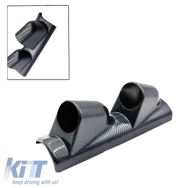 Pillar Gauge Pod Double (2 x 52mm) Carbon Look Auto Gauge
