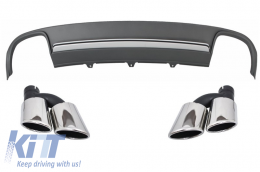 Píso Profulaktíras Valance Diachvths aéra kai Ákroi Exatmíseon me Fotistiká Píso Fóta LED Dunamikó Mavro/Kapnistó katállhlo gia AUDI A4 B8 8K Pre Ananéosh Avant 2008-2011 S4 Schediasmós-image-6046328