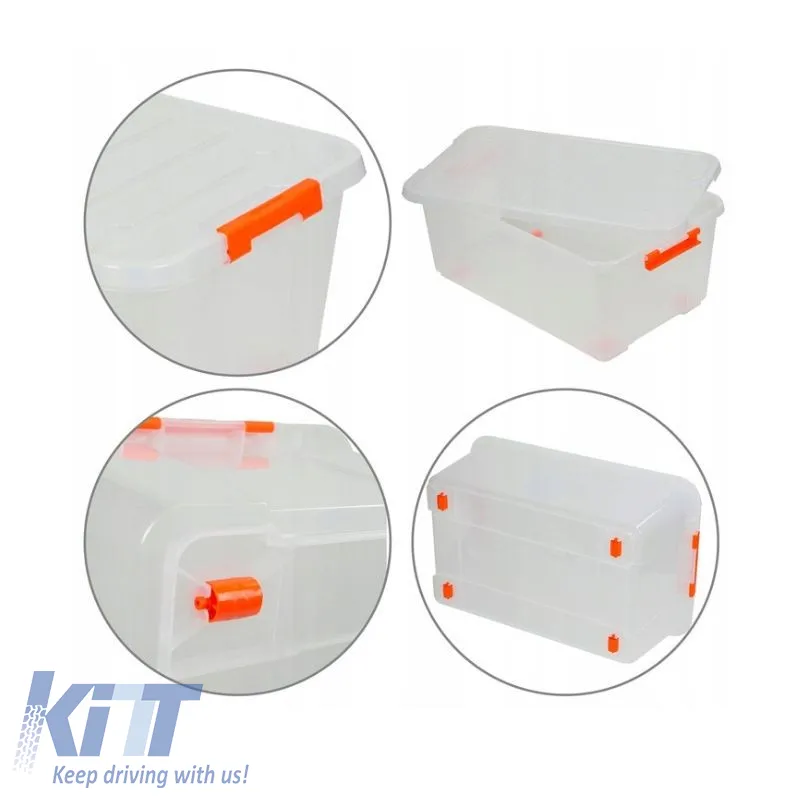 Plastic Storage Box With Cap Transparent 58x37.5x23.5cm 35Lt Tactix 320280