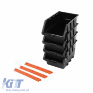 Plastic Tool Bin Organiser Set 4 Pcs 15 x 24 x 12.8cm Tactix 320606