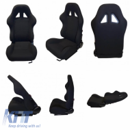 Poseidon sportülés szövet, teljesen fekete, pár (2 db)-image-6293688
