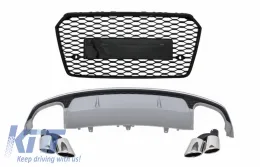 image-13-Prednja ralica/spojler branika zraka na braniku s vrhovima prigušivača ispušnog sustava i prednjom rešetkom pogodan za AUDI A7 4G Facelift (2015-2017) S7 Dizjan