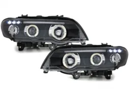 image-0-Prednja svijetla prikladna za BMW X5 E53 (09.1999-10.2003) Angel Eyes 2 Halo felge crne