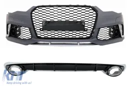 image-71-Prednji Branik prikladan za Audi A6 4G Facelift (2015-2018) i stražnji Prednja ralica/spojler branika difuzor s vrhovima Vrhovi auspuha RS6 Dizjan