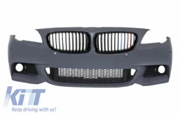 image-56-Prednji Branik prikladan za BMW F10 F11 serije 5 (2011-up) M-Technik Dizjan bez Svijetla za maglu/maglenke s bubrežastim Maske s dvostrukim prugama Piano crna
