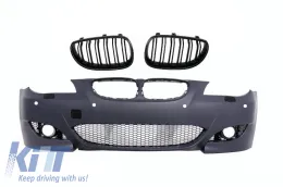image-24-Prednji Branik prikladan za BMW serije 5 E60 E61 (2003-2007) M5 Dizjan sa središnjim Maske s dvostrukim prugama Piano crna