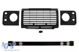image-42-Prednji Branik prikladan za Land ROVER Defender (1990-2016) sa središnjom rešetkom i poklopcima Prednja svijetla Piano crna