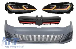 image-22-Prednji Branik prikladan za VW Golf VII 7 5G (2013-2017) GTI izgled s RHD LED Prednja svijetla , sekvencijskim dinamičkim svjetlima za okretanje i središnjom rešetkom