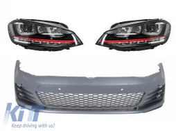 image-76-Prednji Branik prikladan za VW Golf VII Golf 7 2013-up GTI izgled s Prednja svijetla 3D RED LED DRL svjetlo za skretanje