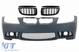 image-31-Prednji Branik s dvostrukim prugama na bubrežastoj rešetki pogodan za BMW serije 3 E90 Maske Pre-LCI (2004-2008) Sedan Touring M3 Dizjan