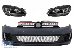image-75-Prednji Branik s Prednja svijetla LED DRL teče svjetlo za skretanje krom pogodan za VW Golf VI 6 (2008-2013) GTI U Dizjan