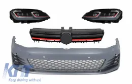 image-52-Prednji Branik sa središnjom rešetkom i LED Prednja svijetla Sekvencijalna dinamička svjetla za okretanje prikladna za VW Golf VII 7 5G (2013-2017) GTI izgled