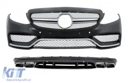 image-3-Prednji Branik sa stražnjim difuzorom i Srebrni vrhovima prikladan za Mercedes C-klasu W205 S205 (2014-2020) Samo za AMG Sport Line