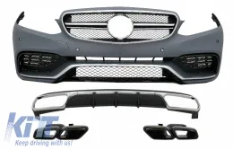 image-44-Prednji Branik sa stražnjim difuzorom i vrhovima prigušivača ispušnih plinova crni pogodan za Mercedes E-klasu W212 Facelift (2013-2016) samo standardni Branik