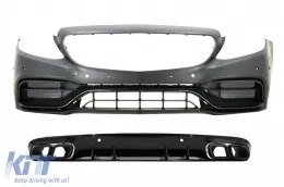 image-53-Prednji Branik sa stražnjim difuzorom prikladan za Mercedes C-Class A205 Cabriolet C205 Kupe (2014-2019) C63 Dizjan crni