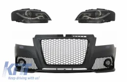 image-14-Prednji Branik sa svjetlima za maglu prikladan za AUDI A3 8P 8PA Facelift RS3 Dizjan (2009-2012) i Prednja svijetla Drl Optic Black