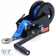 image-25-Premium 1500kg Seilwinde Handwinde mit 8 Meter Gurt Blau geeignet für PKW Anhänger