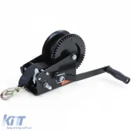image-34-Premium Handwinde mit Gurt 1500kg 8 Meter schwarz, geeignet für Autoanhänger