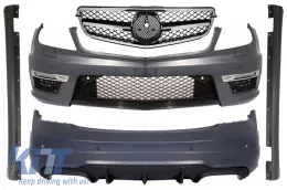 image-42-Prikladno za MERCEDES C-klase W204 C204 Facelift C63 Dizjan Body Kit s prednjom maskom Sport Black Glossy & Chrom