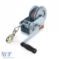 image-10-Profi 1500kg Seilwinde Handwinde mit 10 Meter Drahtseil Silber